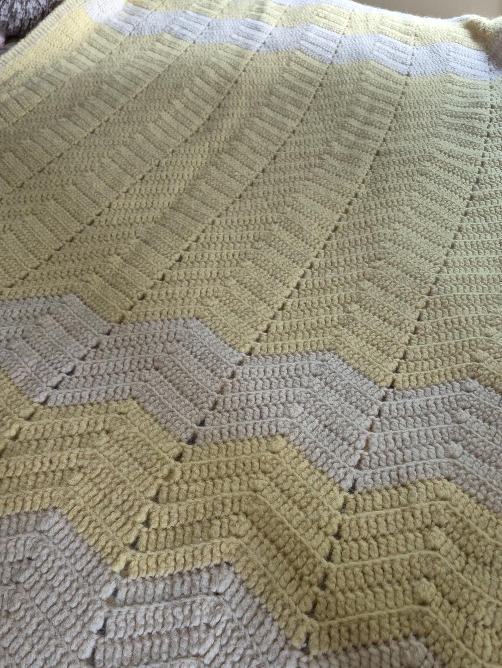 Handmade Yellow and Cream Crochet Blanket - Cozy Home Bedding